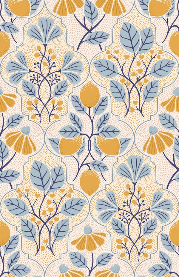 Mediterranean Lemon Grove Yellow Blue