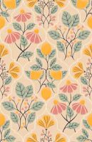 Mediterranean Amalfi Lemon Grove Beige Yellow wallpaper