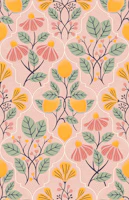 Mediterranean Lemon Grove blush pink Yellow wallpaper