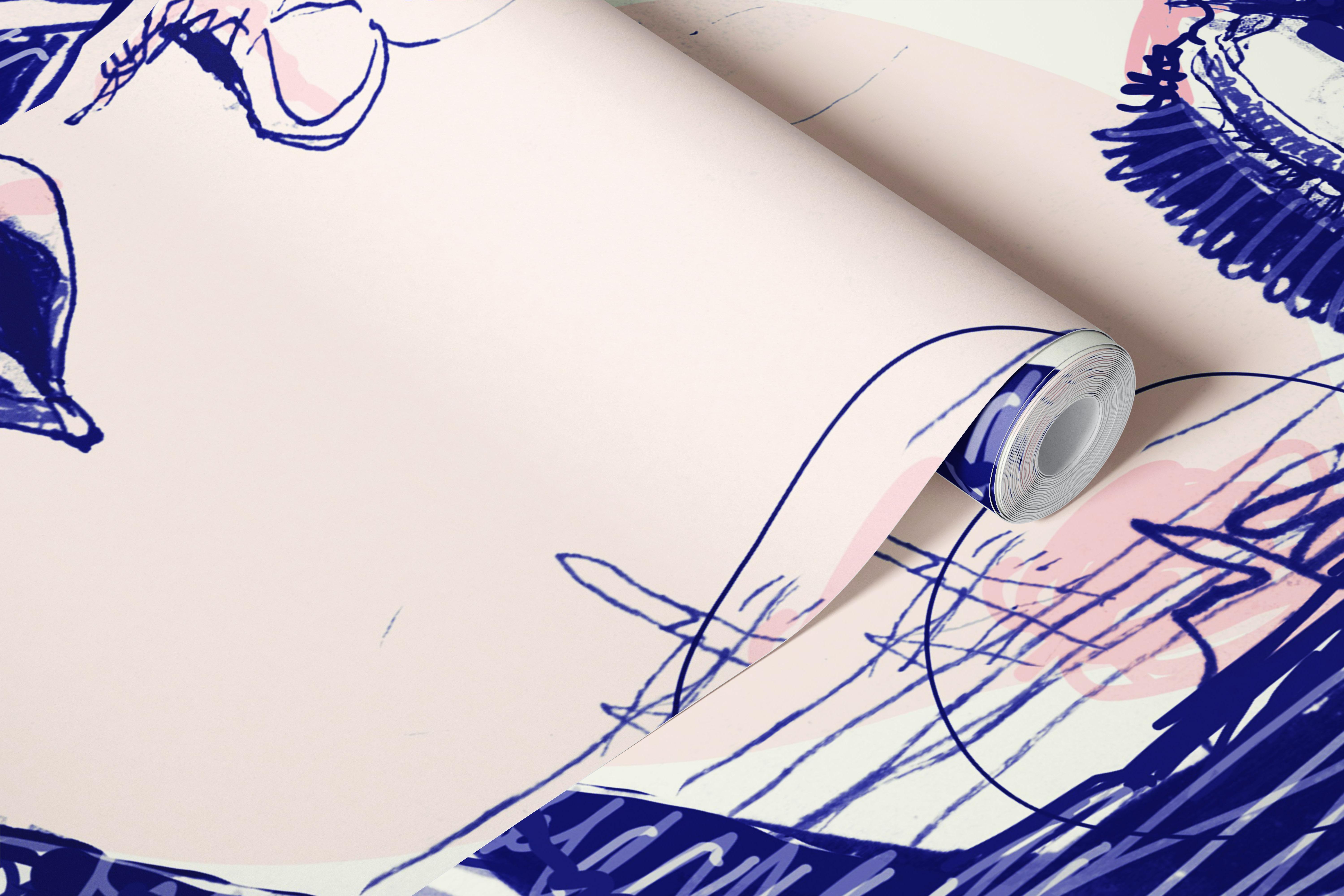 Floral wallpaper design in a room