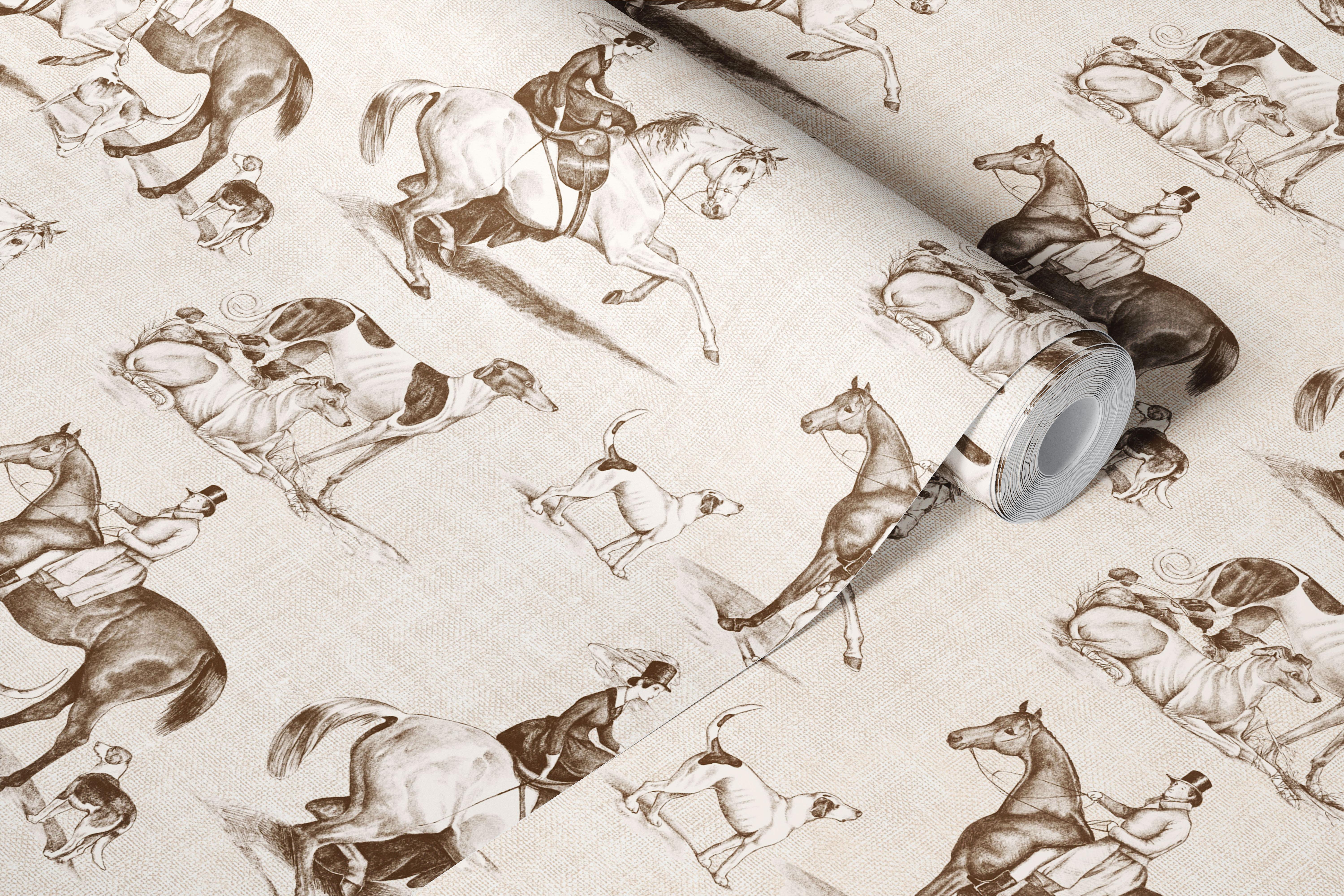 British Equestrian Toile wallpaper design