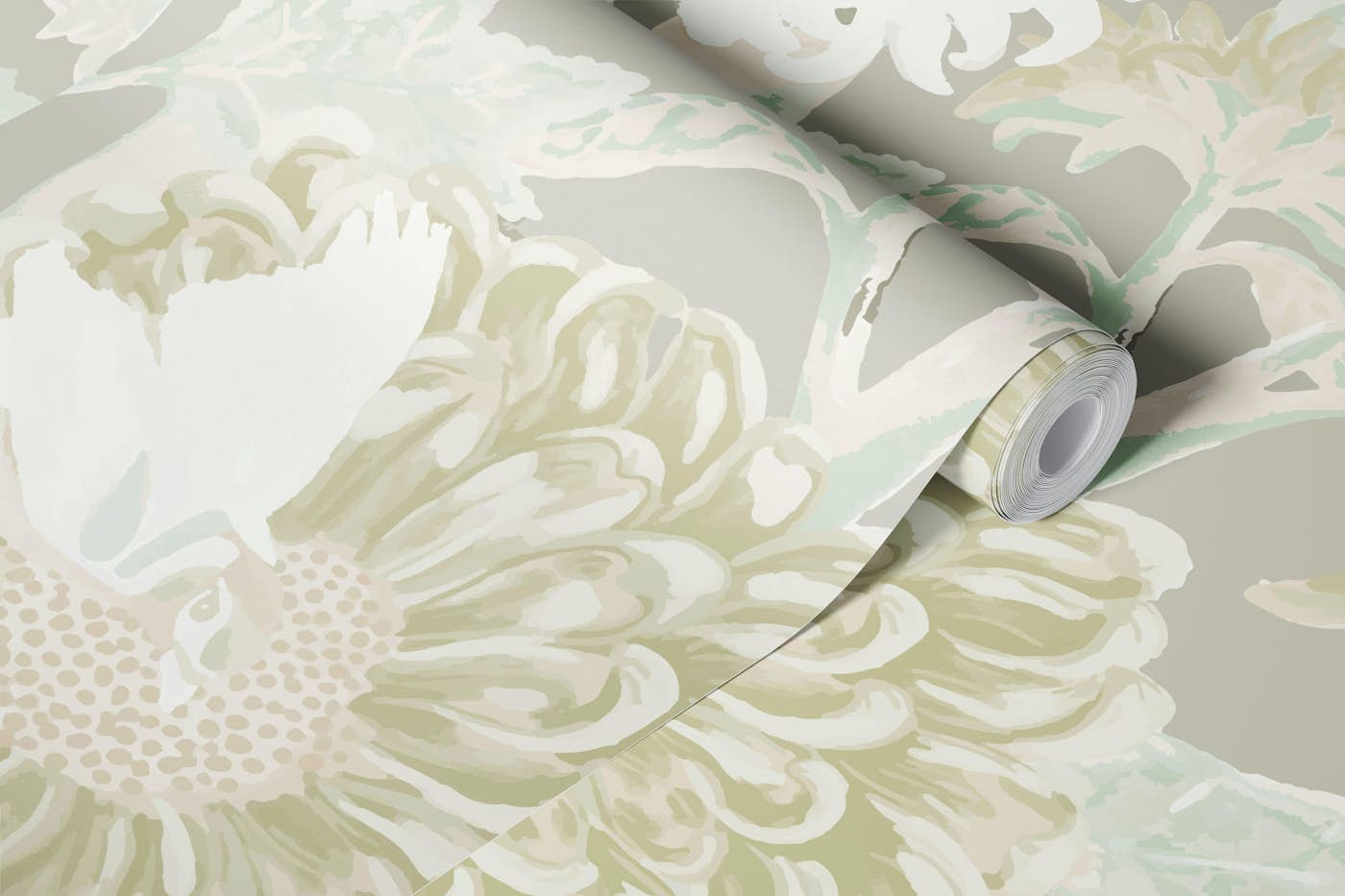 Subtle Ecru Garden Mural wallpaper roll