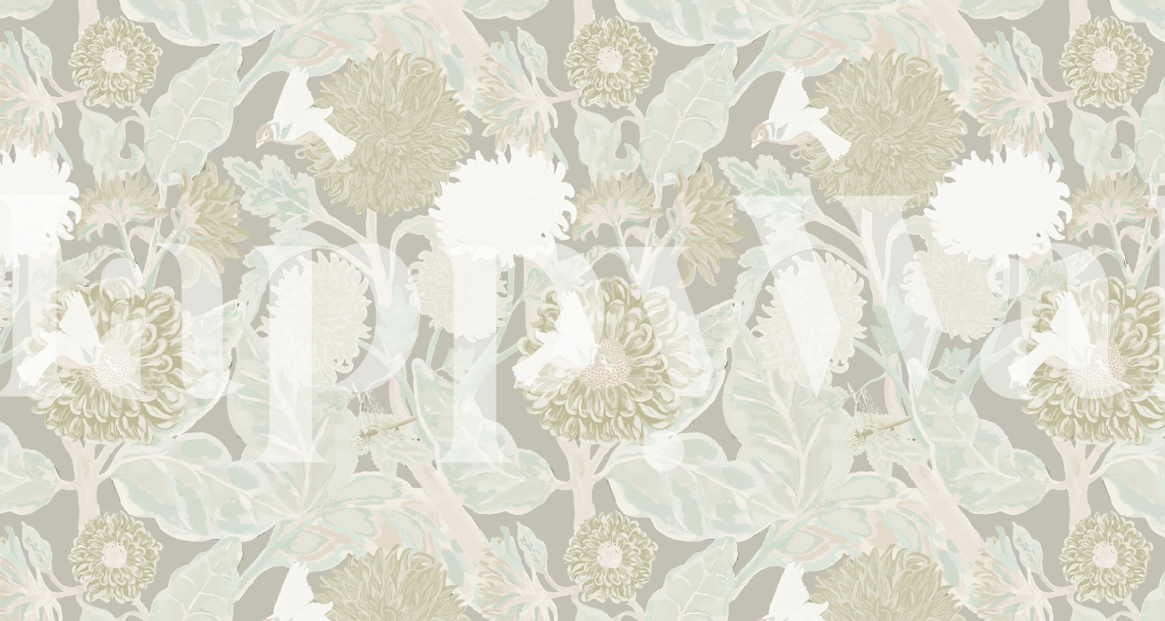 Subtle Ecru Garden Mural tapete istabā