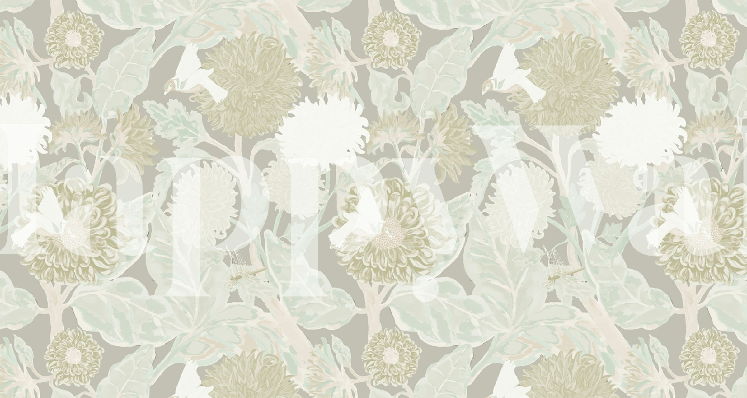 Subtle Ecru Garden Mural tapet i et rom