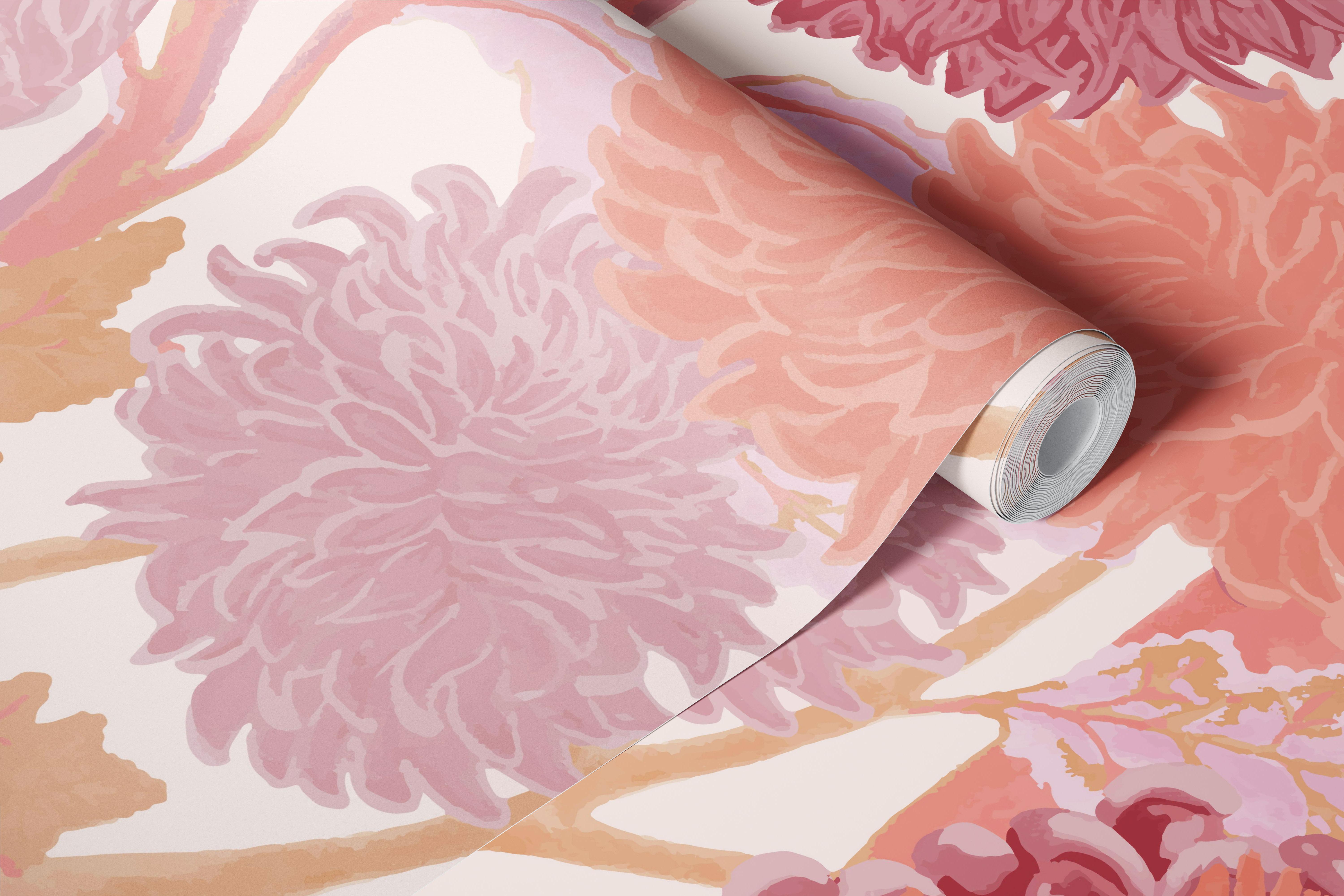 Cvjetni dizajn tapeta u sobi