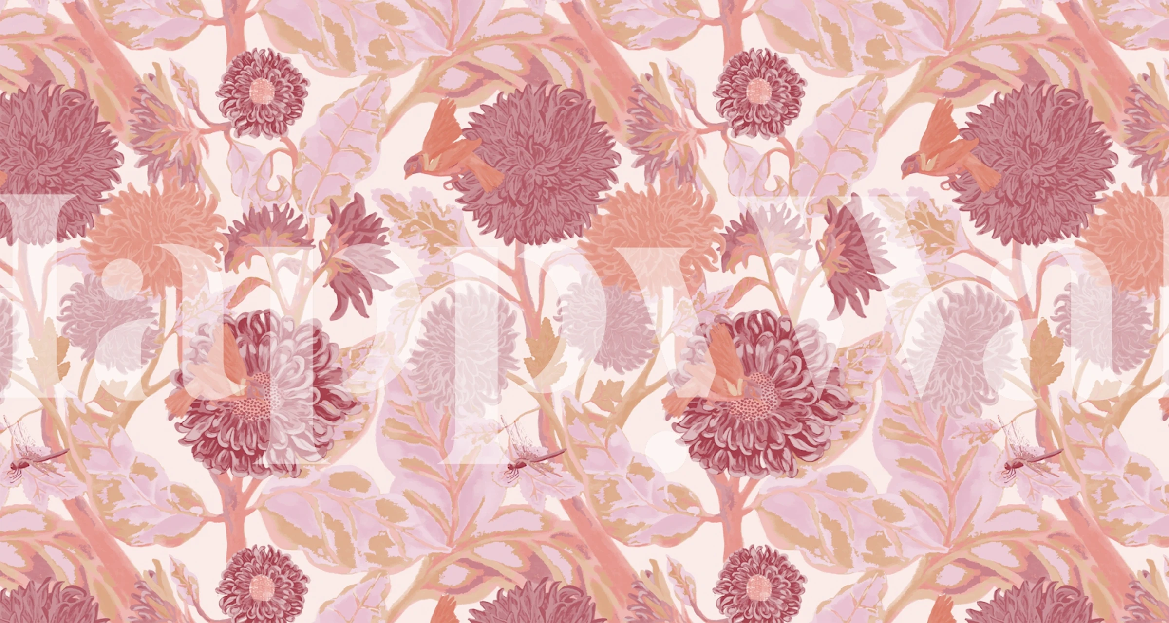 Floral wallpaper design in a room