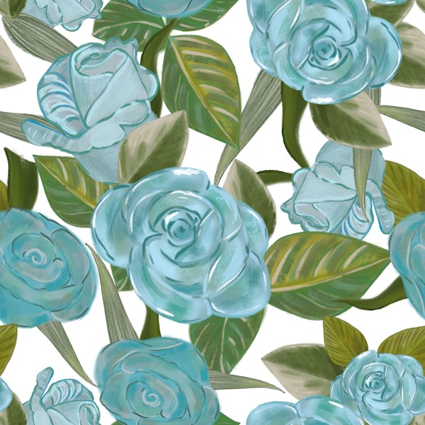 Watercolor Blue Roses