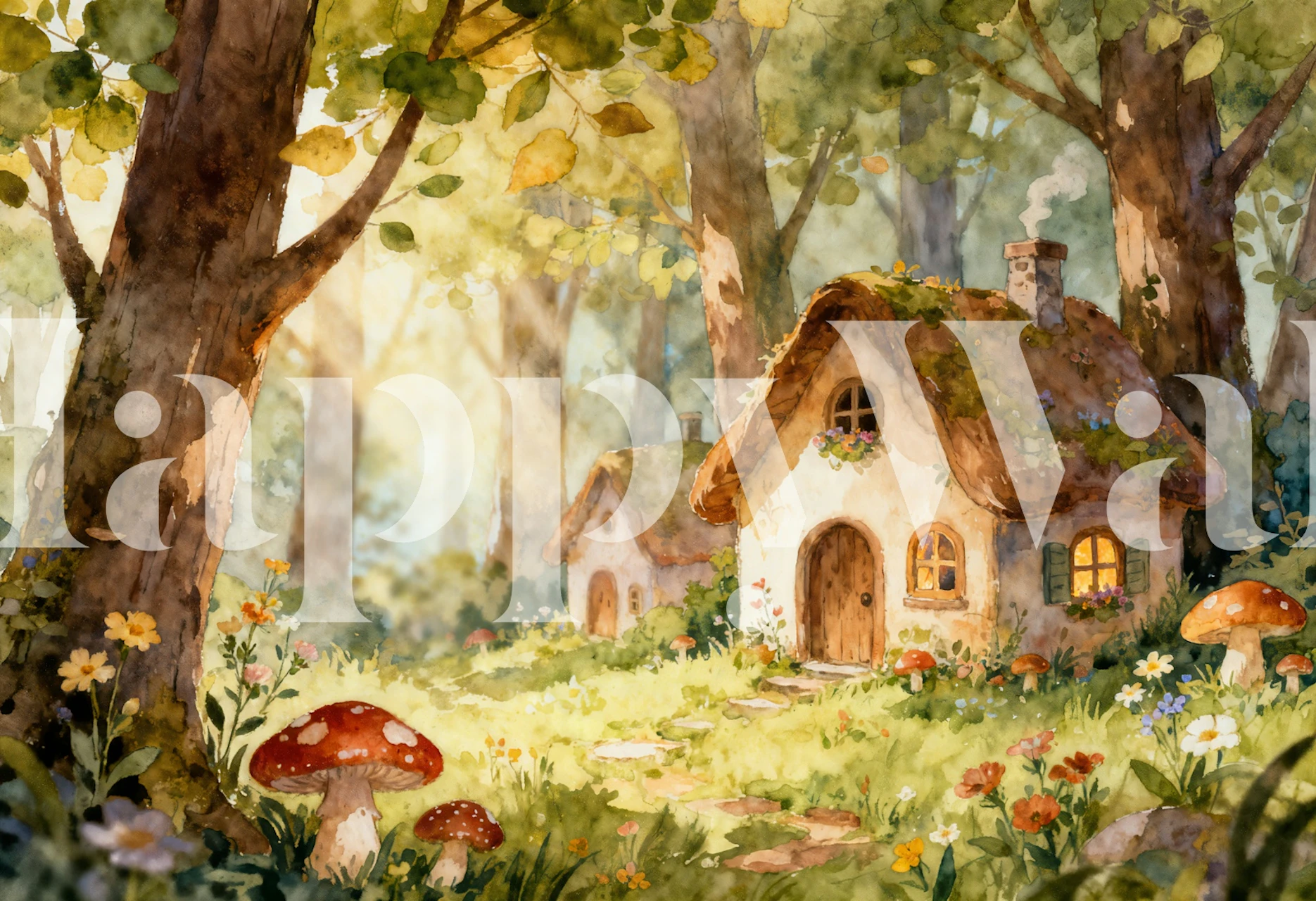 Enchanted Forest Cottage wallpaper in a room