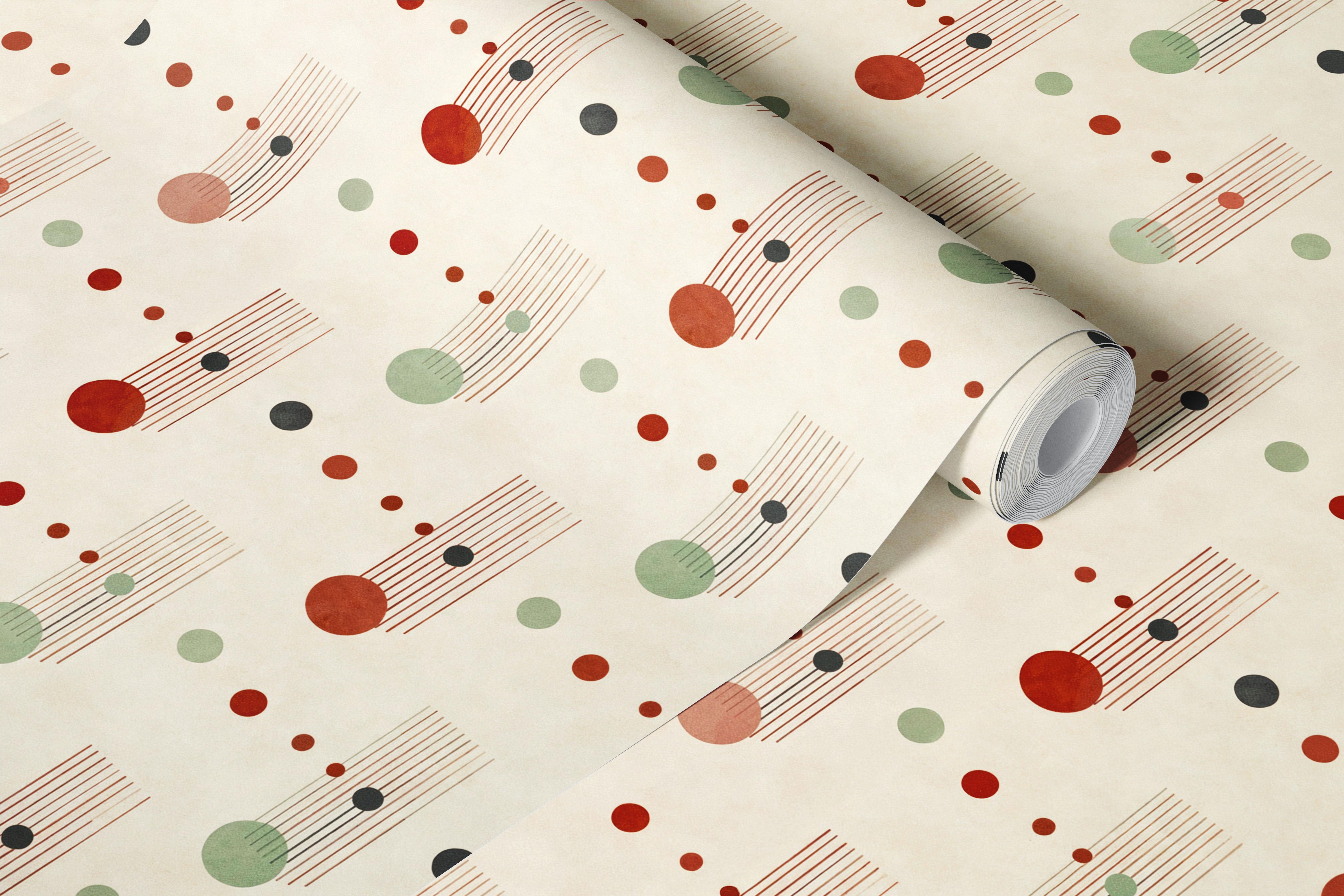 Papel de parede Mid Century Geometric Dots em um cômodo