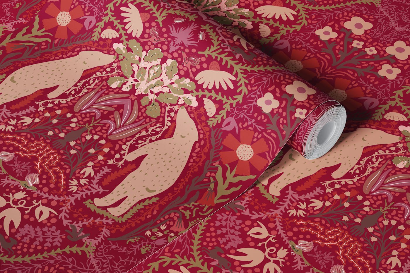 Red Bears wallpaper roll