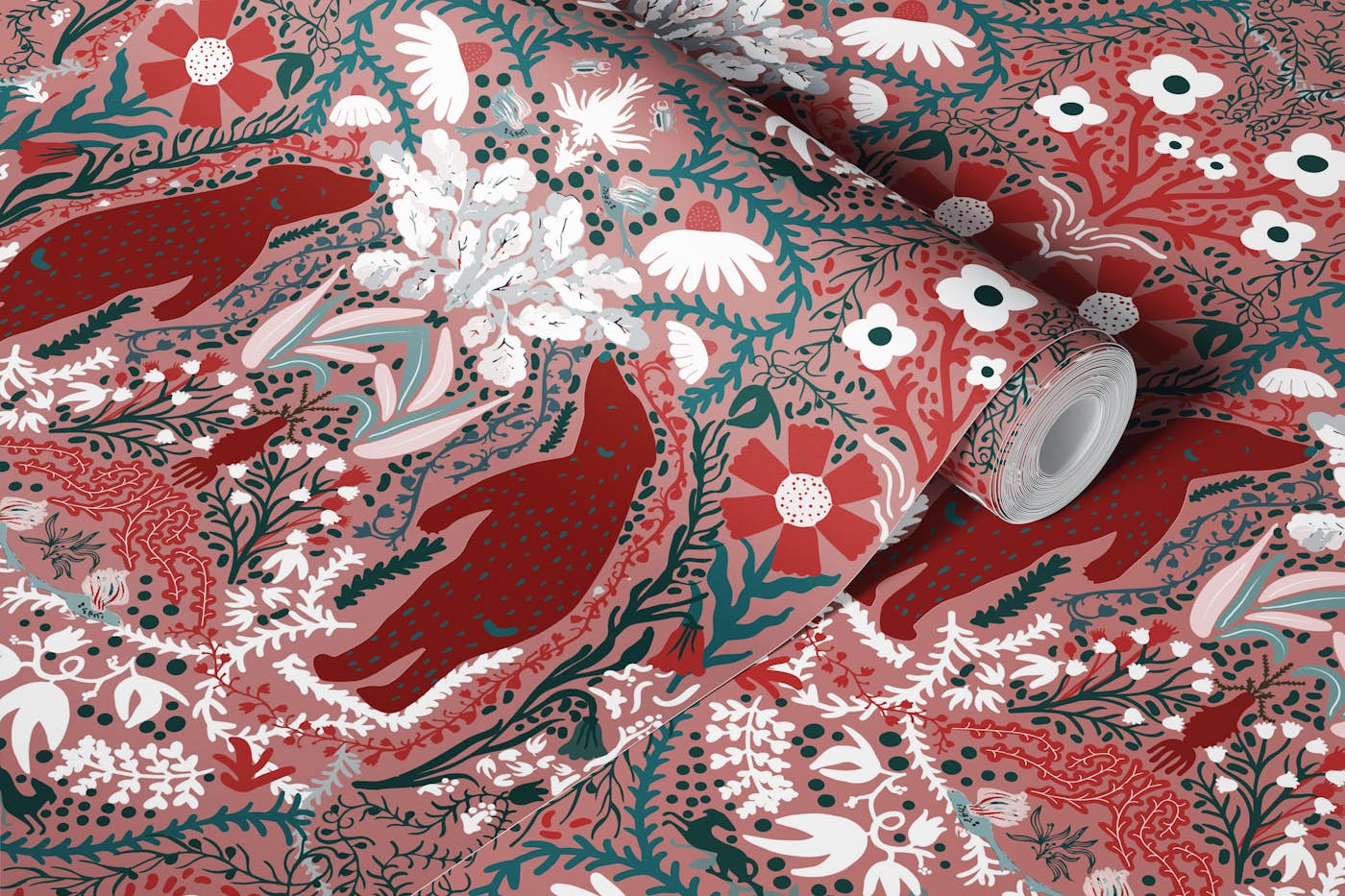 Salmon Bears wallpaper roll