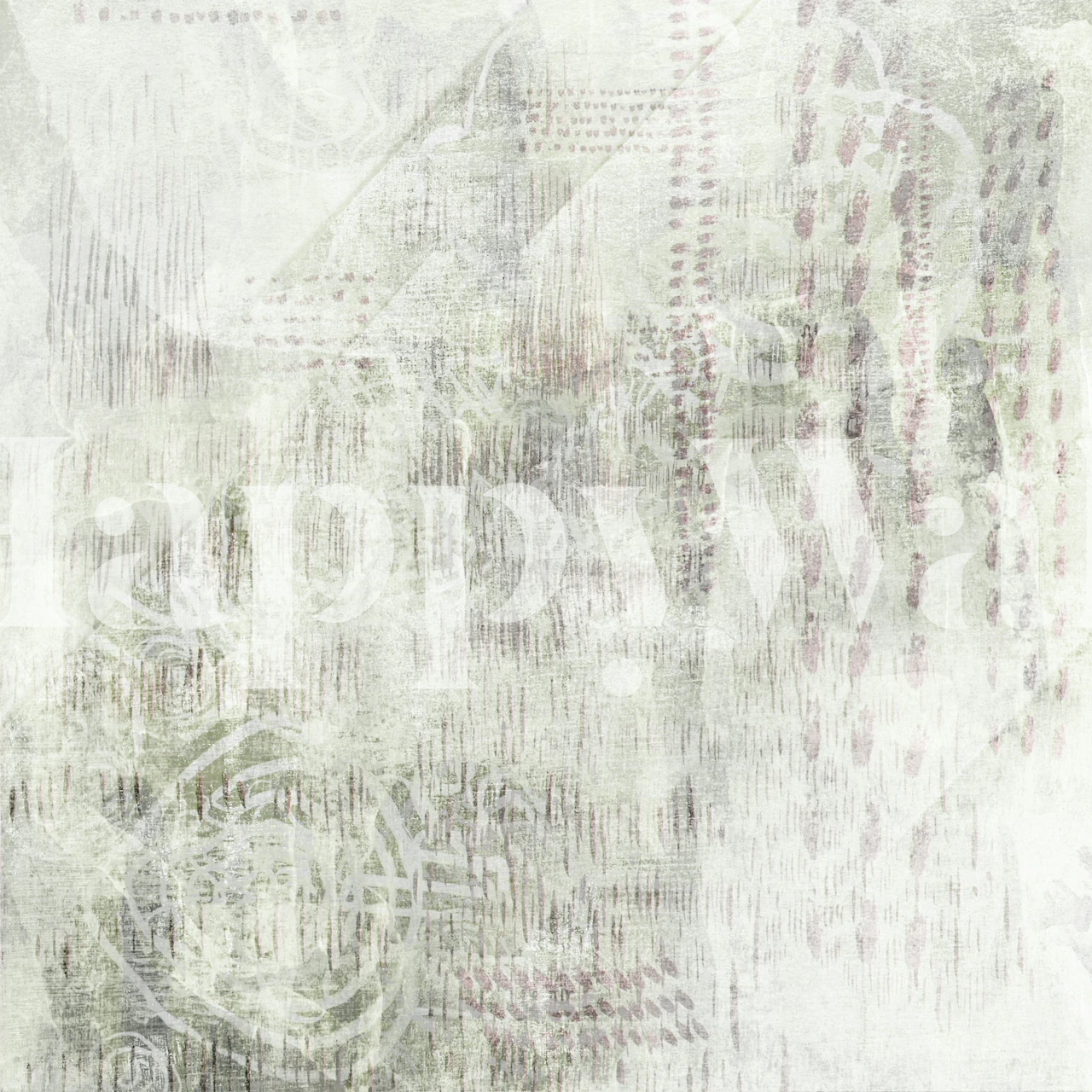 Muted Botanical Scribble Haze Tapete in einem Raum