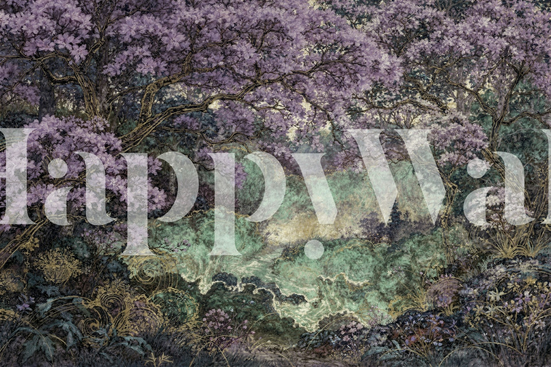 Misty Lavender Forest Canopy tapet i ett rum