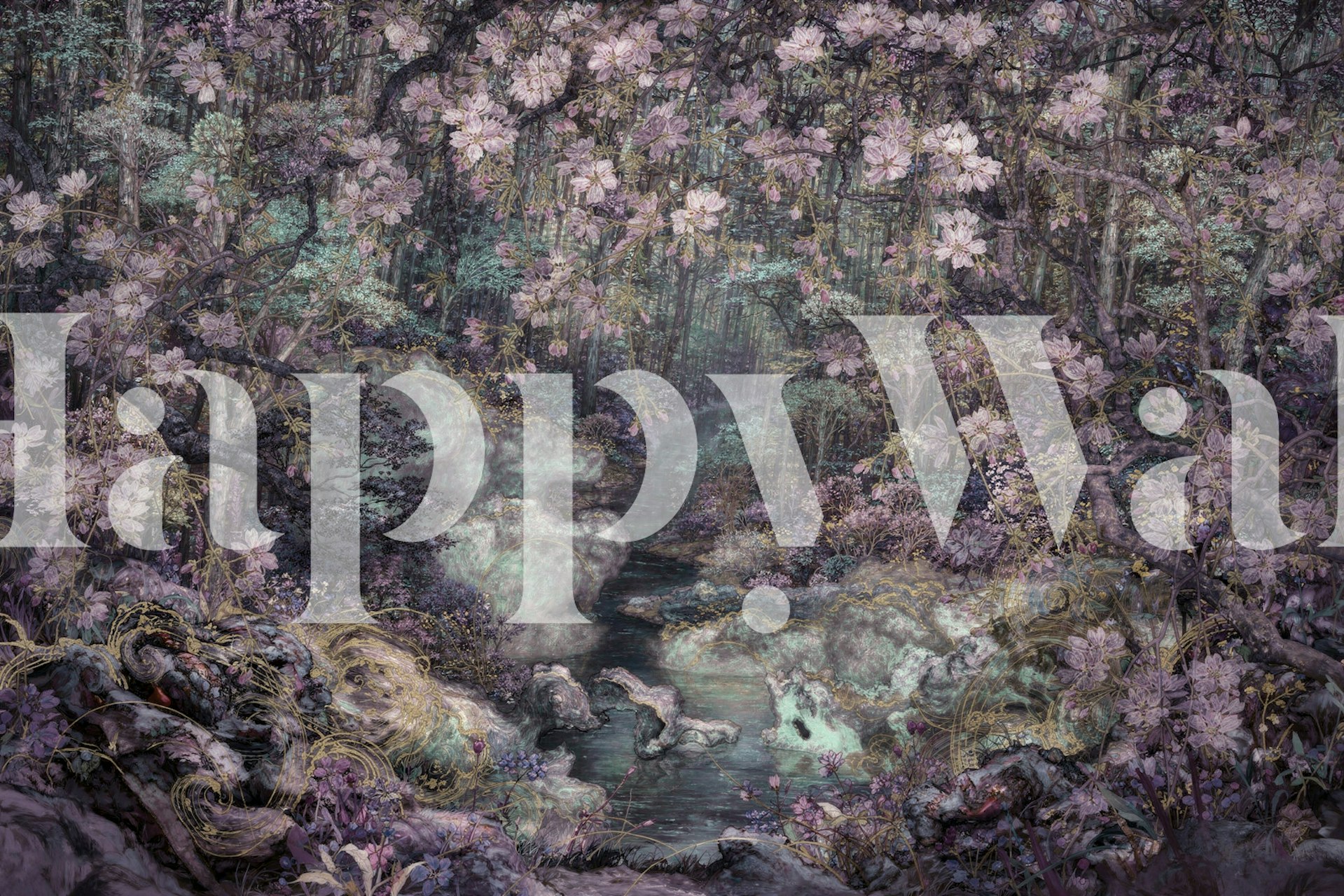 Tapeta Mystic Cherry Blossom Forest v místnosti