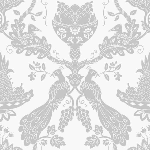 Folk Garden Birds in Soft Gray