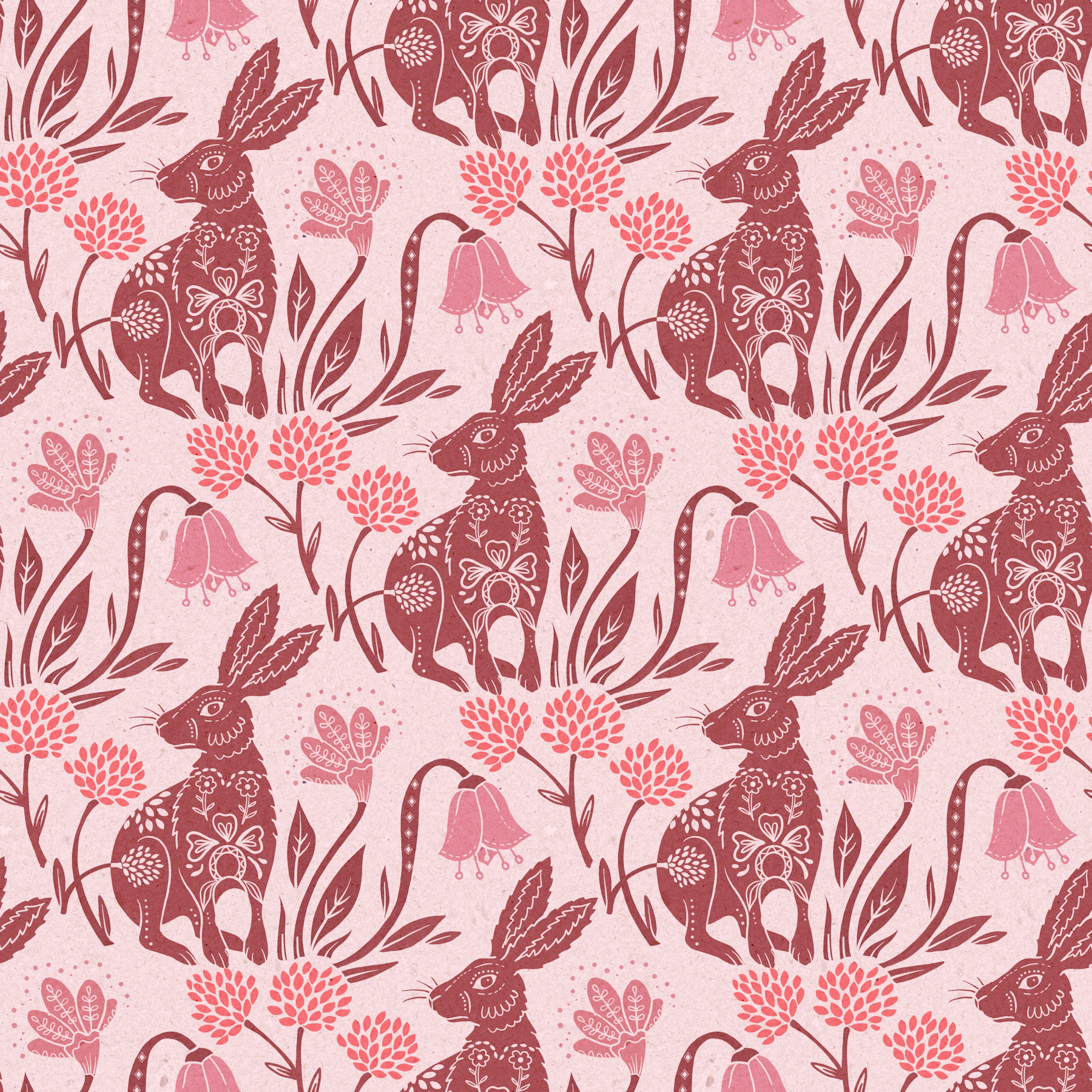 Scandinavian Rabbit Meadow Wallpaper - Happywall.com