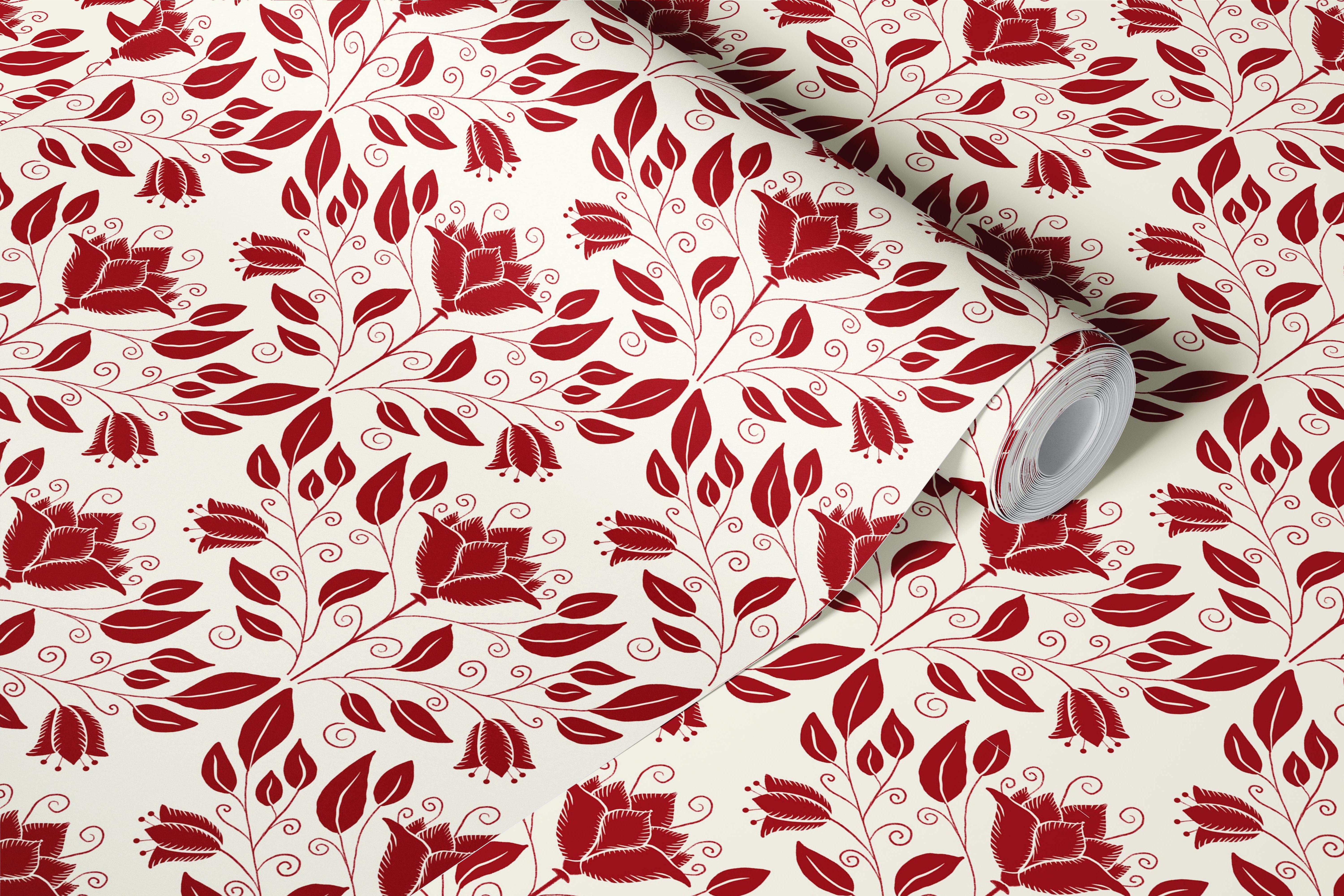 Elegant Burgundy Bloom Trellis behangontwerp