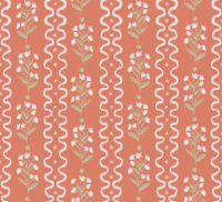 Terracotta Wildflower and Wavy Stripes tapet