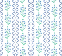 Blue Wildflower Wavy Stripes tapet
