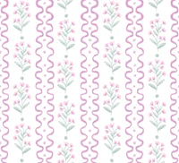 Pastel Pink Wildflower and Wavy Stripe tapet