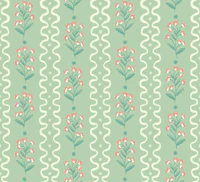 Sage Green Floral Wavy Stripes tapet