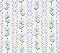 Lavender Wildflower and Wavy Stripe on White tapet