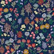 Botanical Blossoms on Dark Blue