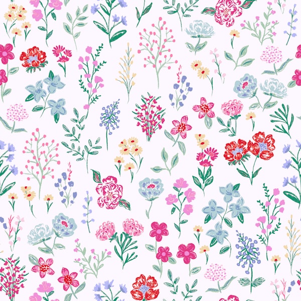 Pink Blue Floral Sprigs