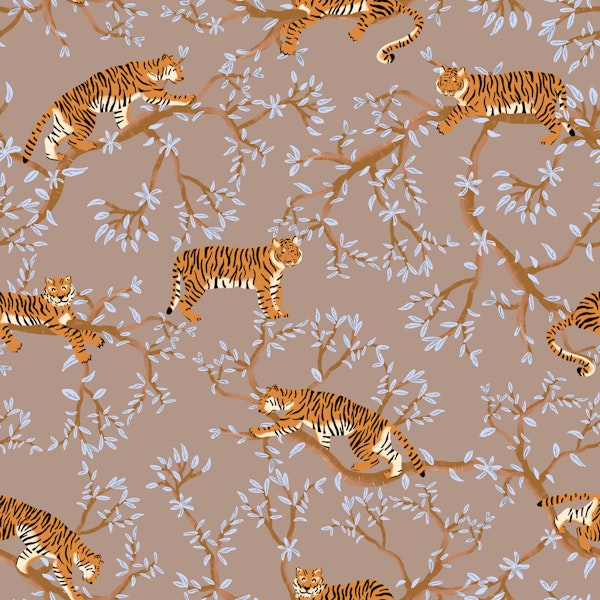 Jungle Tigers Botanical Taupe