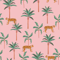 Pink Jungle Tigers and Palms wallpaper
