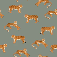 Orange Tigers Minimal Jungle tapet