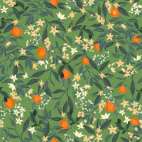 Citrus Blossom Garden on Olive Green tapet