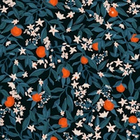 Tropical Citrus Floral Night Large Scale tapet