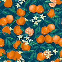 Citrus Blossom on Navy wallpaper