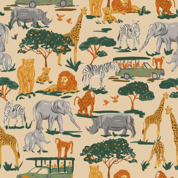 Safari Animals Jeep Adventure Pattern