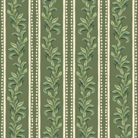 Green Folk Art Vine Stripe behang