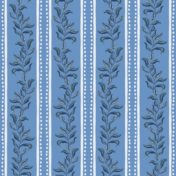 Blue Botanical Stripe