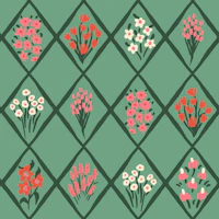 Folk Flower Trellis in Soft Sage wallpaper