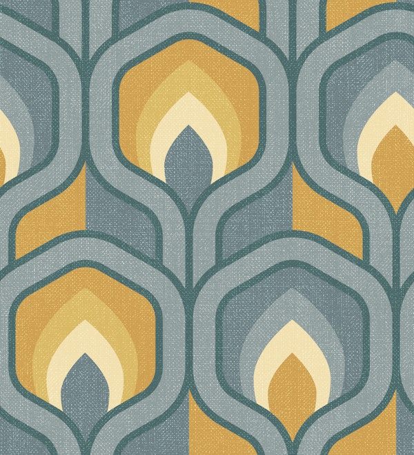 Seventies retro flame mustard greyish