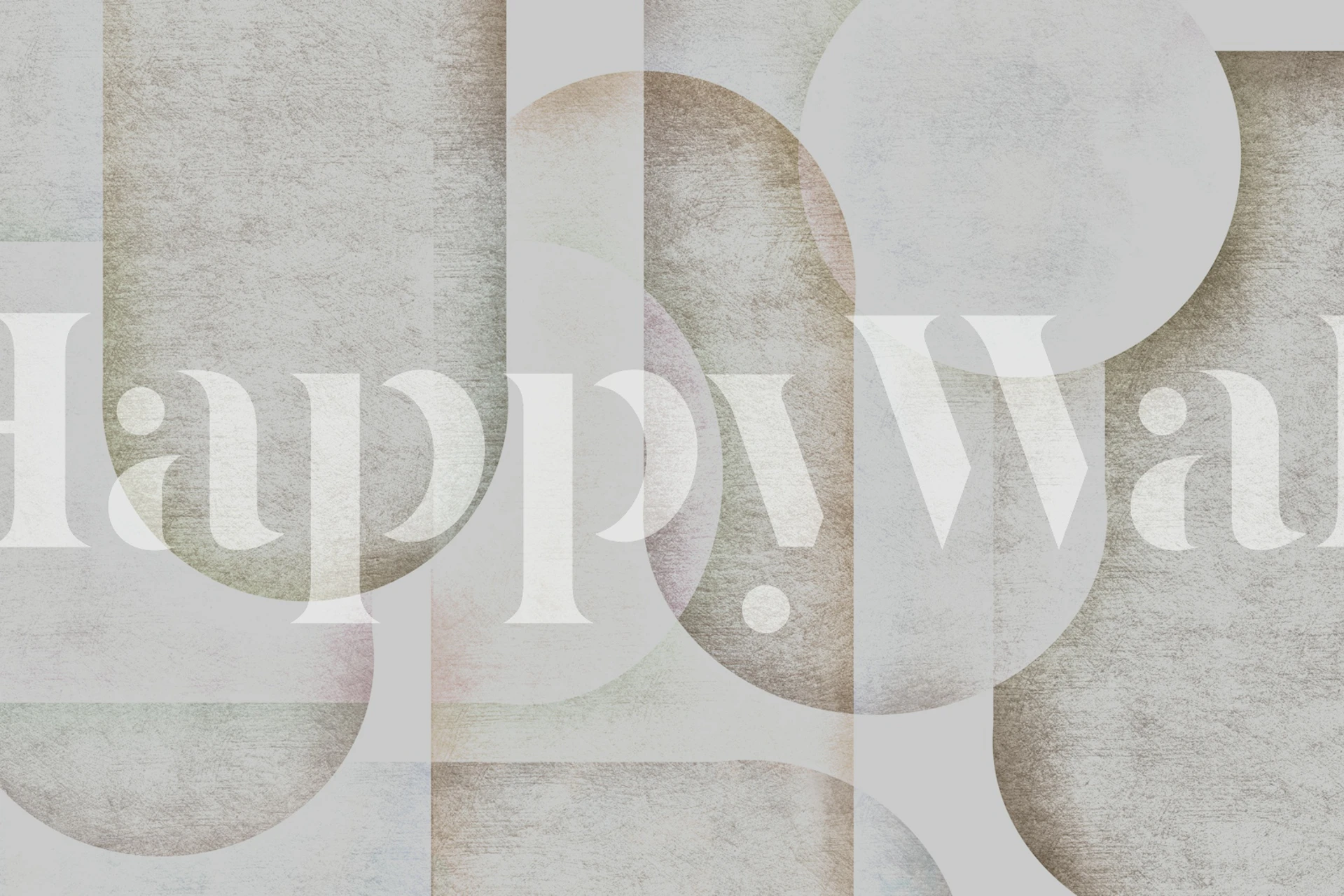 Soft neutral geometric shapes wallpaper in a room