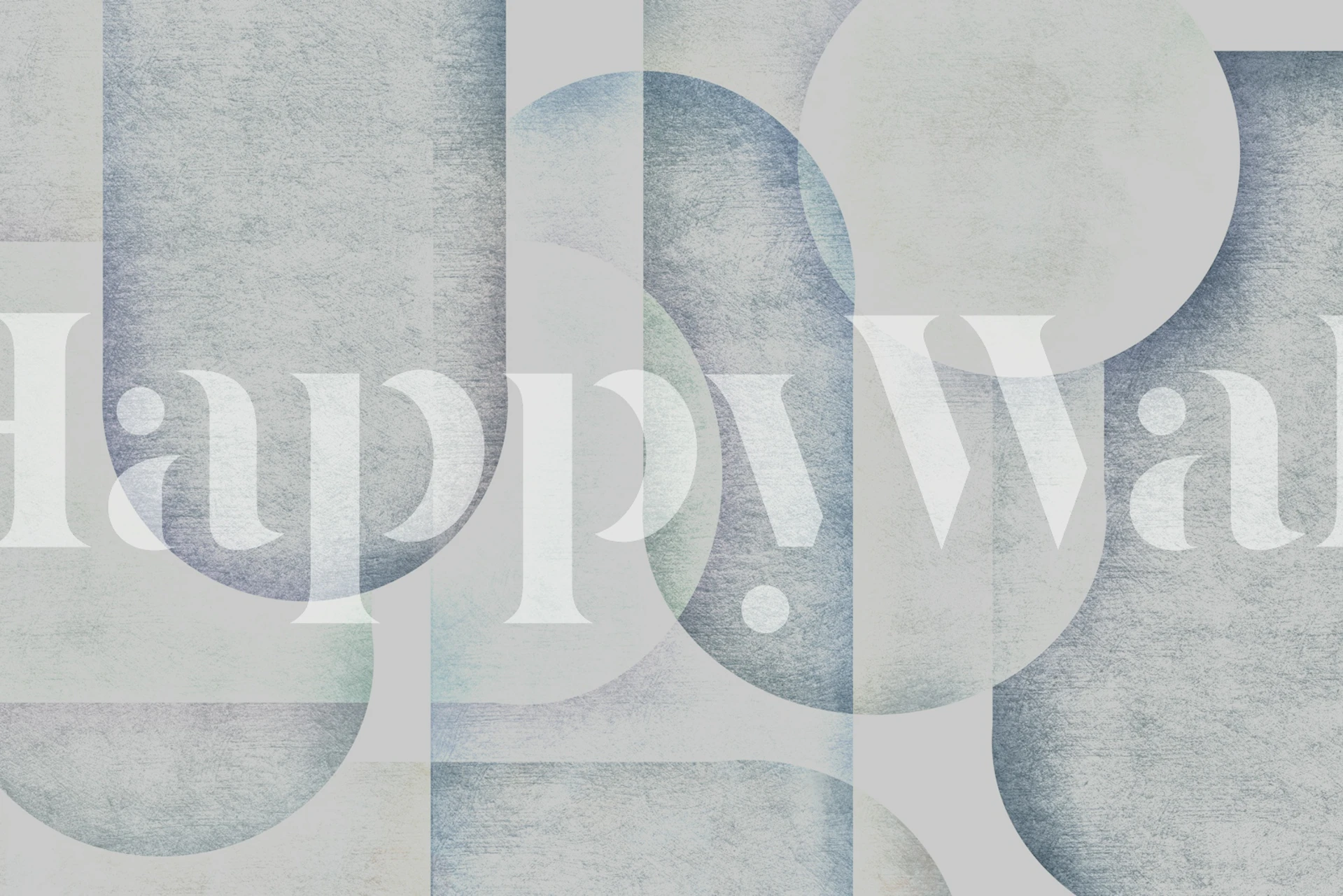 Calm blue overlapping shapes wallpaper in a room