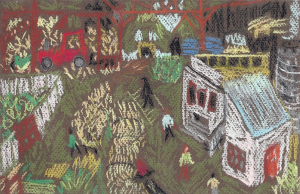 Pastel Farmyard Sketch