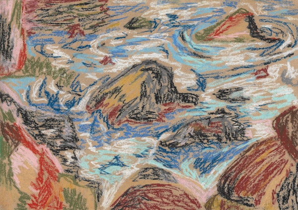 Coastal Rapids Pastel Sketch