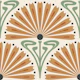 Art Nouveau Floral Fans in Orange Green - S