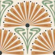 Art Nouveau Floral Fans in Orange Green - L