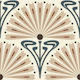 Art Nouveau Floral Fans in Beige Navy - L