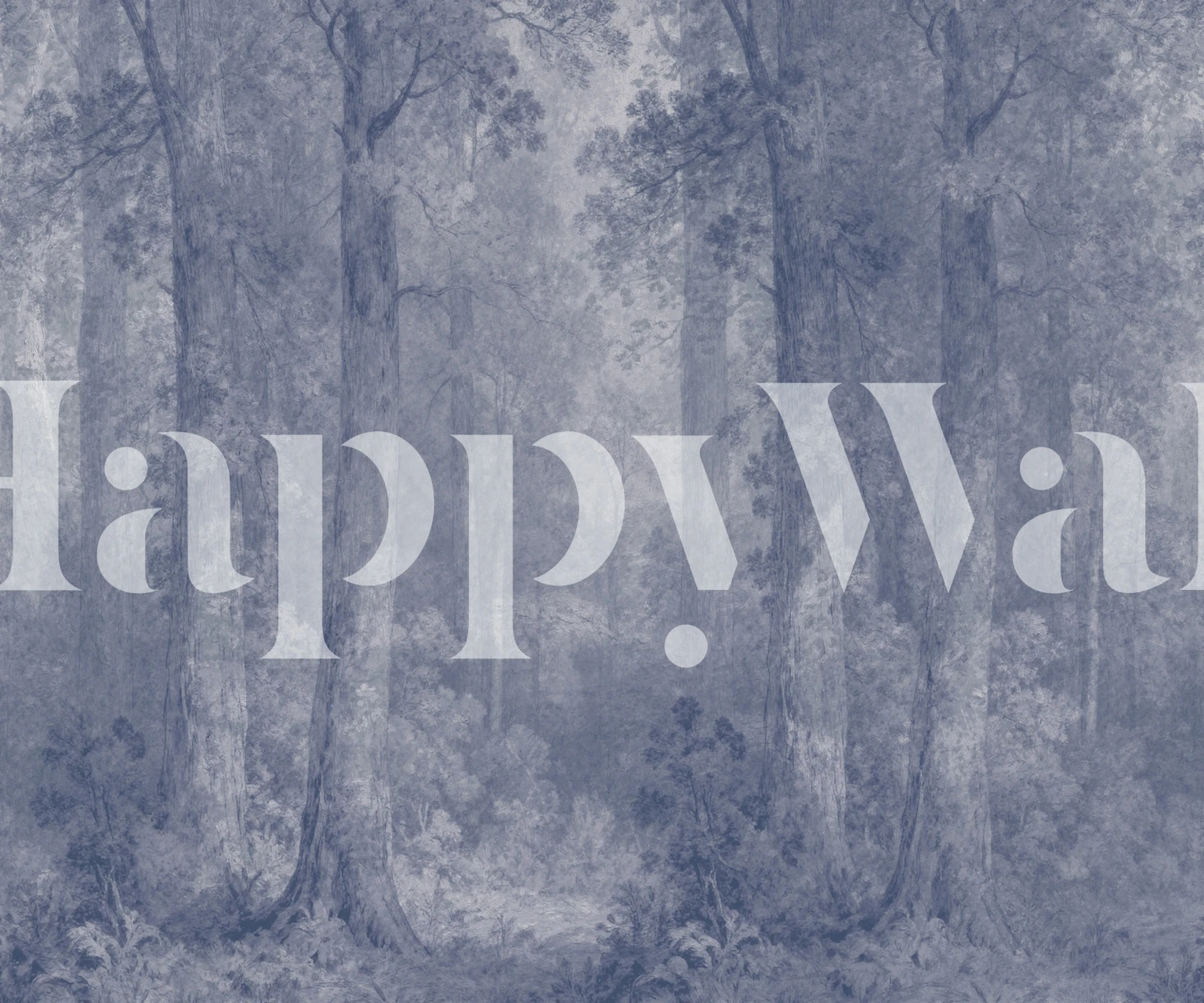 Carta da parati Misty Blue Forest Canopy in una stanza