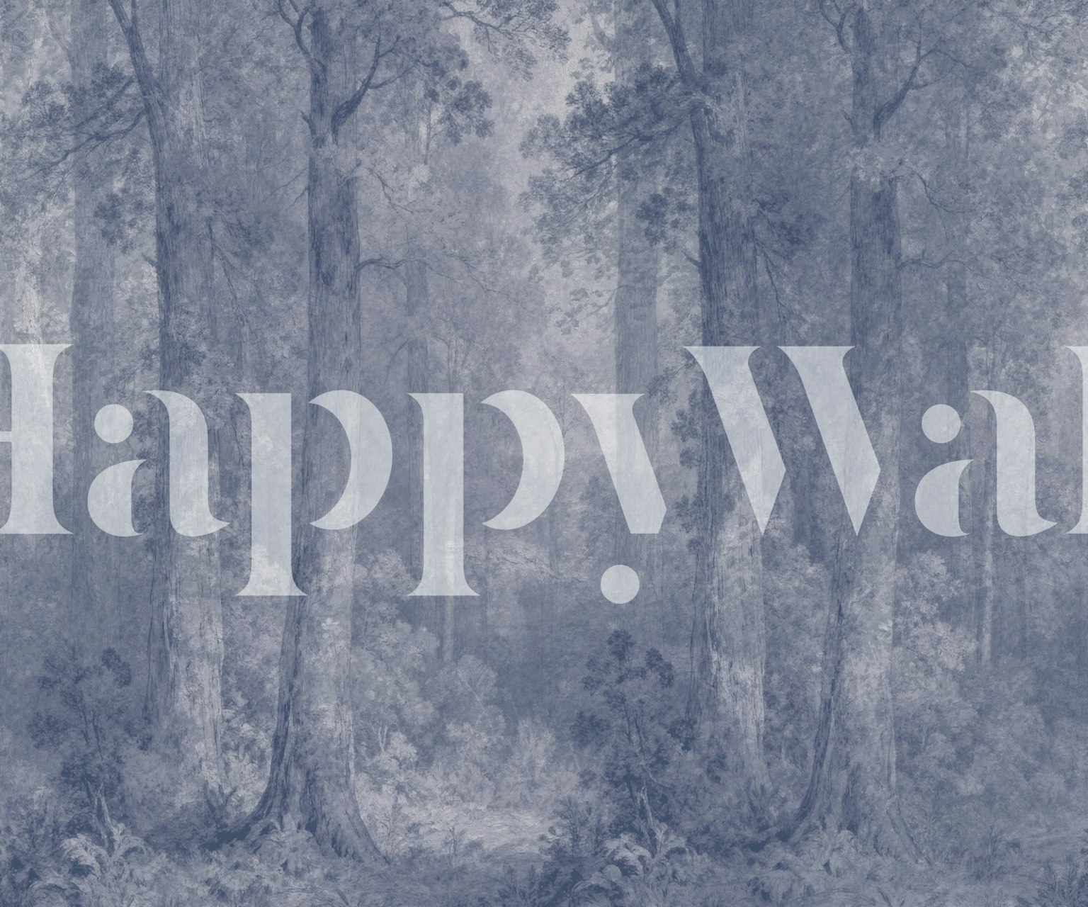 Misty Blue Forest Canopy wallpaper in a room