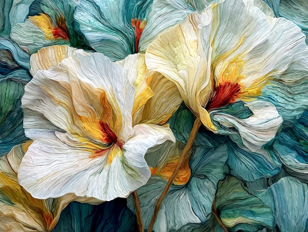 Elegant Tropical Flowers Painterly