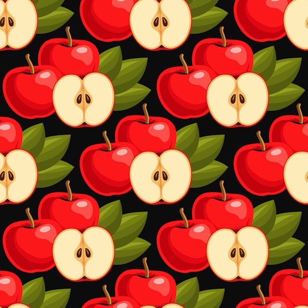 Fresh Red Apples on Black